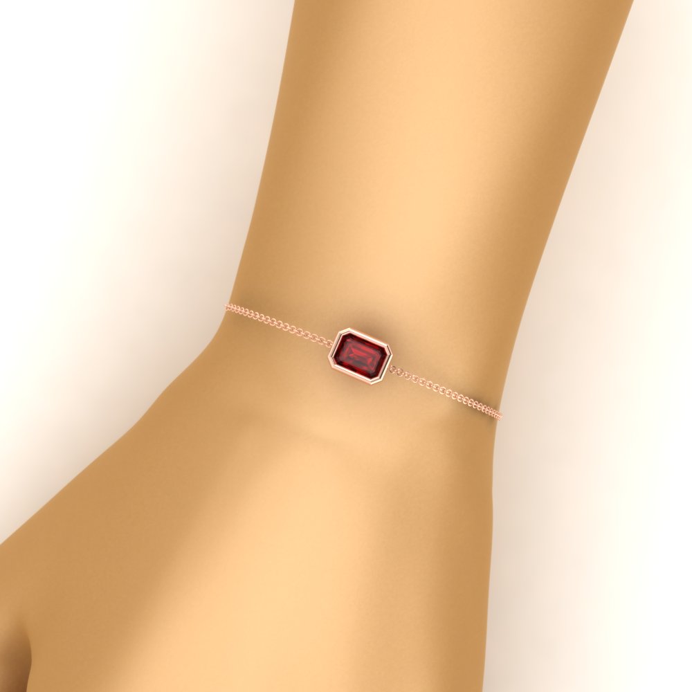 Bezel Set Emerald Chain Bracelet 0.75 Carat