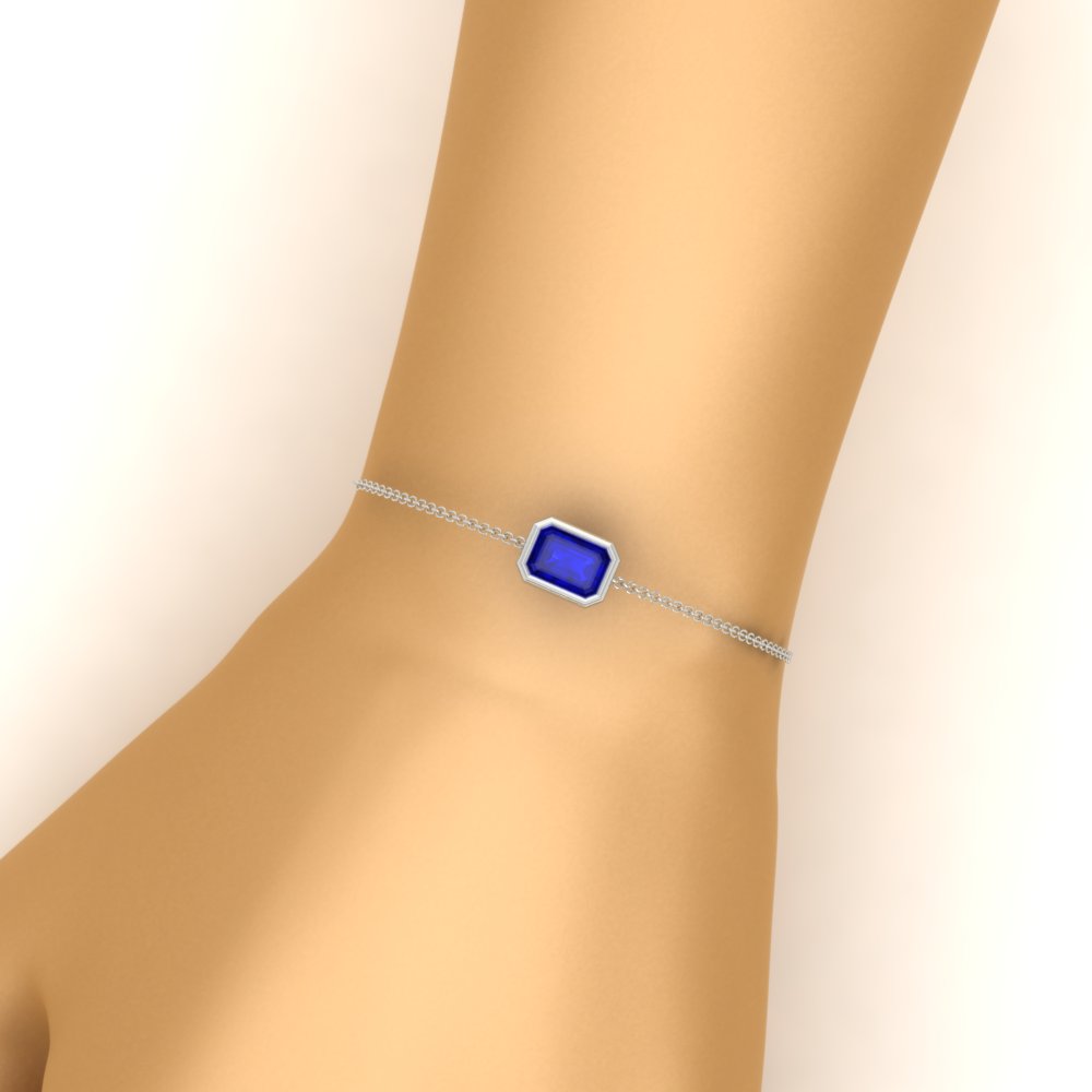 Bezel Set Emerald Chain Bracelet 0.75 Carat