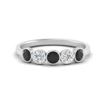 Load image into Gallery viewer, 0.75-carat-five-round-black-diamond-bezel-set-wedding-ring-in-FD10558B-0.15CTGBLACK-NL-WG
