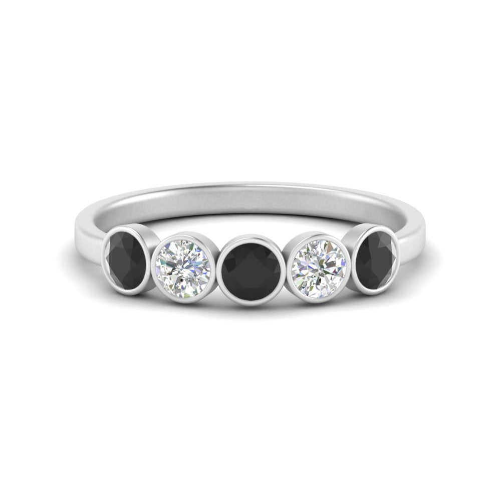 0.75-carat-five-round-black-diamond-bezel-set-wedding-ring-in-FD10558B-0.15CTGBLACK-NL-WG