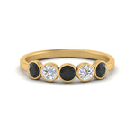 Load image into Gallery viewer, 0.75-carat-five-round-black-diamond-bezel-set-wedding-ring-in-FD10558B-0.15CTGBLACK-NL-YG
