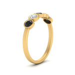 Load image into Gallery viewer, 0.75-carat-five-round-black-diamond-bezel-set-wedding-ring-in-FD10558B-0.15CTGBLACK-NL-YG
