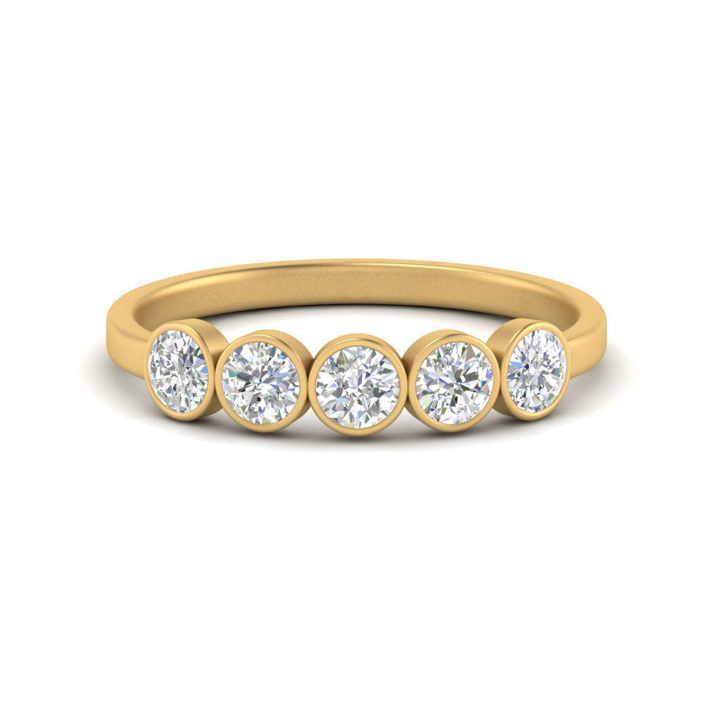 0.75-carat-five-round-diamond-bezel-set-wedding-ring-in-FD10558B-0.15CT-NL-YG