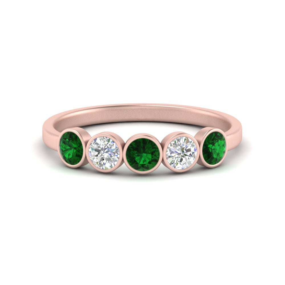 0.75-carat-five-round-emerald-bezel-set-wedding-ring-in-FD10558B-0.15CTGEMGR-NL-RG