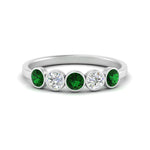 Load image into Gallery viewer, 0.75-carat-five-round-emerald-bezel-set-wedding-ring-in-FD10558B-0.15CTGEMGR-NL-WG
