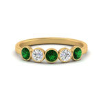 Load image into Gallery viewer, 0.75-carat-five-round-emerald-bezel-set-wedding-ring-in-FD10558B-0.15CTGEMGR-NL-YG
