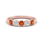 Load image into Gallery viewer, 0.75-carat-five-round-orange-sapphire-bezel-set-wedding-ring-in-FD10558B-0.15CTGSAOR-NL-RG
