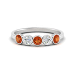 Load image into Gallery viewer, 0.75-carat-five-round-orange-sapphire-bezel-set-wedding-ring-in-FD10558B-0.15CTGSAOR-NL-WG
