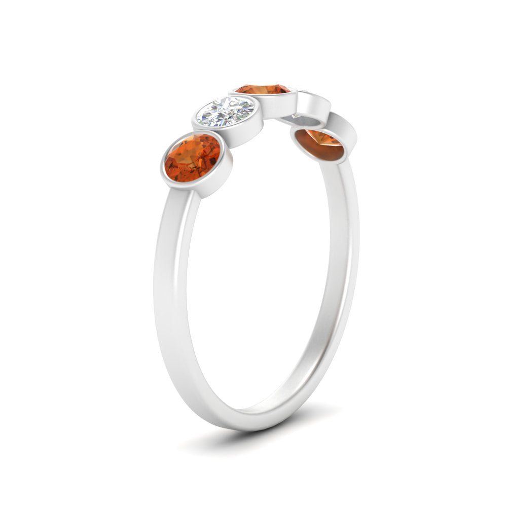 0.75-carat-five-round-orange-sapphire-bezel-set-wedding-ring-in-FD10558B-0.15CTGSAOR-NL-WG