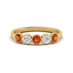 Load image into Gallery viewer, 0.75-carat-five-round-orange-sapphire-bezel-set-wedding-ring-in-FD10558B-0.15CTGSAOR-NL-YG
