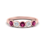 Load image into Gallery viewer, 0.75-carat-five-round-pink-sapphire-bezel-set-wedding-ring-in-FD10558B-0.15CTGSADRPI-NL-RG
