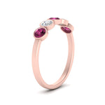 Load image into Gallery viewer, 0.75-carat-five-round-pink-sapphire-bezel-set-wedding-ring-in-FD10558B-0.15CTGSADRPI-NL-RG
