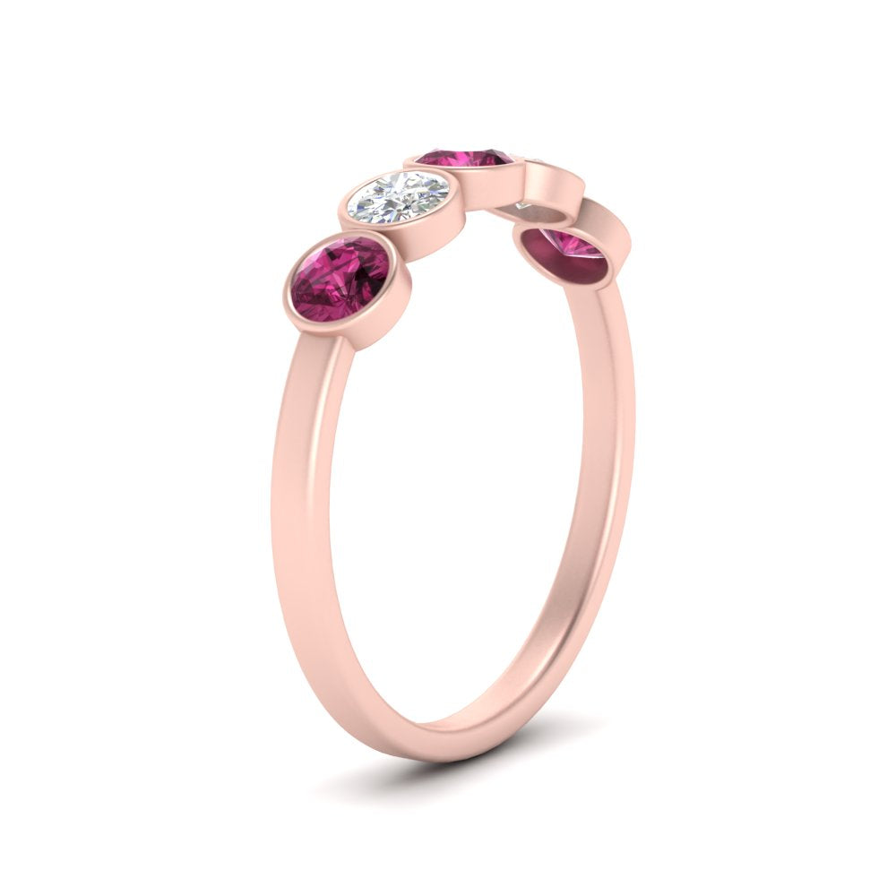 0.75-carat-five-round-pink-sapphire-bezel-set-wedding-ring-in-FD10558B-0.15CTGSADRPI-NL-RG