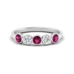 Load image into Gallery viewer, 0.75-carat-five-round-pink-sapphire-bezel-set-wedding-ring-in-FD10558B-0.15CTGSADRPI-NL-WG
