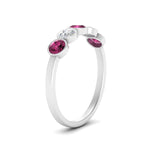 Load image into Gallery viewer, 0.75-carat-five-round-pink-sapphire-bezel-set-wedding-ring-in-FD10558B-0.15CTGSADRPI-NL-WG
