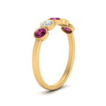 Load image into Gallery viewer, 0.75-carat-five-round-pink-sapphire-bezel-set-wedding-ring-in-FD10558B-0.15CTGSADRPI-NL-YG
