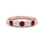 Load image into Gallery viewer, 0.75-carat-five-round-ruby-bezel-set-wedding-ring-in-FD10558B-0.15CTGRUDR-NL-RG
