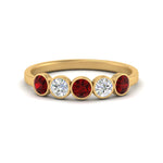 Load image into Gallery viewer, 0.75-carat-five-round-ruby-bezel-set-wedding-ring-in-FD10558B-0.15CTGRUDR-NL-YG
