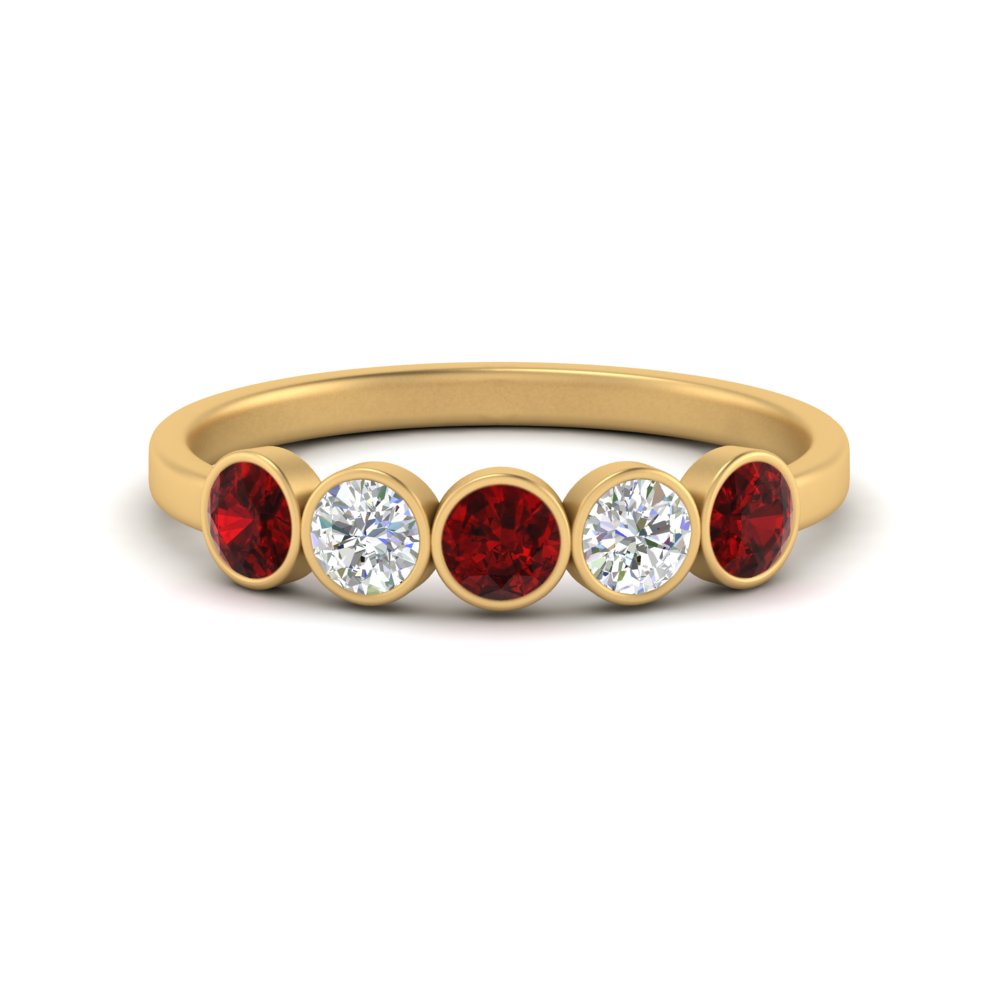 0.75-carat-five-round-ruby-bezel-set-wedding-ring-in-FD10558B-0.15CTGRUDR-NL-YG