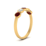 Load image into Gallery viewer, 0.75-carat-five-round-ruby-bezel-set-wedding-ring-in-FD10558B-0.15CTGRUDR-NL-YG
