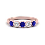 Load image into Gallery viewer, 0.75-carat-five-round-sapphire-bezel-set-wedding-ring-in-FD10558B-0.15CTGSABL-NL-RG
