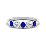 Load image into Gallery viewer, 0.75-carat-five-round-sapphire-bezel-set-wedding-ring-in-FD10558B-0.15CTGSABL-NL-WG
