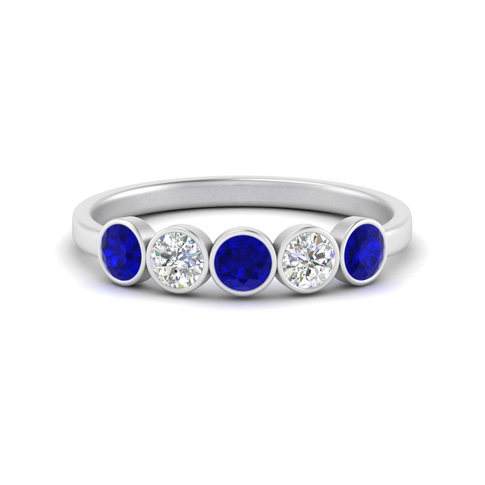 0.75-carat-five-round-sapphire-bezel-set-wedding-ring-in-FD10558B-0.15CTGSABL-NL-WG