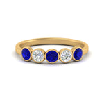 Load image into Gallery viewer, 0.75-carat-five-round-sapphire-bezel-set-wedding-ring-in-FD10558B-0.15CTGSABL-NL-YG
