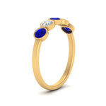 Load image into Gallery viewer, 0.75-carat-five-round-sapphire-bezel-set-wedding-ring-in-FD10558B-0.15CTGSABL-NL-YG
