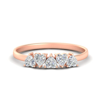 0.75 Carat Heart Shape 5 Stone Wedding Ring