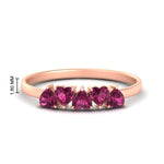 Load image into Gallery viewer, 0.75-carat-heart-shape-5-stone-pink-sapphire-wedding-ring-in-rose-gold-FD9600HTBGSADRPI-0.75CT-NL-RG-HW
