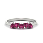 Load image into Gallery viewer, 0.75-carat-heart-shape-5-stone-pink-sapphire-wedding-ring-in-white-gold-FD9600HTBGSADRPI-0.75CT-NL-WG
