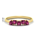 Load image into Gallery viewer, 0.75-carat-heart-shape-5-stone-pink-sapphire-wedding-ring-in-yellow-gold-FD9600HTBGSADRPI-0.75CT-NL-YG-HW
