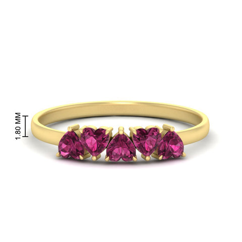 0.75-carat-heart-shape-5-stone-pink-sapphire-wedding-ring-in-yellow-gold-FD9600HTBGSADRPI-0.75CT-NL-YG-HW