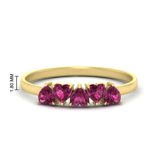 0.75-carat-heart-shape-5-stone-pink-sapphire-wedding-ring-in-yellow-gold-FD9600HTBGSADRPI-0.75CT-NL-YG-HW