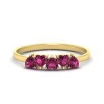 Load image into Gallery viewer, 0.75-carat-heart-shape-5-stone-pink-sapphire-wedding-ring-in-yellow-gold-FD9600HTBGSADRPI-0.75CT-NL-YG
