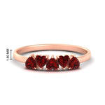 Load image into Gallery viewer, 0.75-carat-heart-shape-5-stone-ruby-wedding-ring-in-rose-gold-FD9600HTBGRUDR-0.75CT-NL-RG-HW
