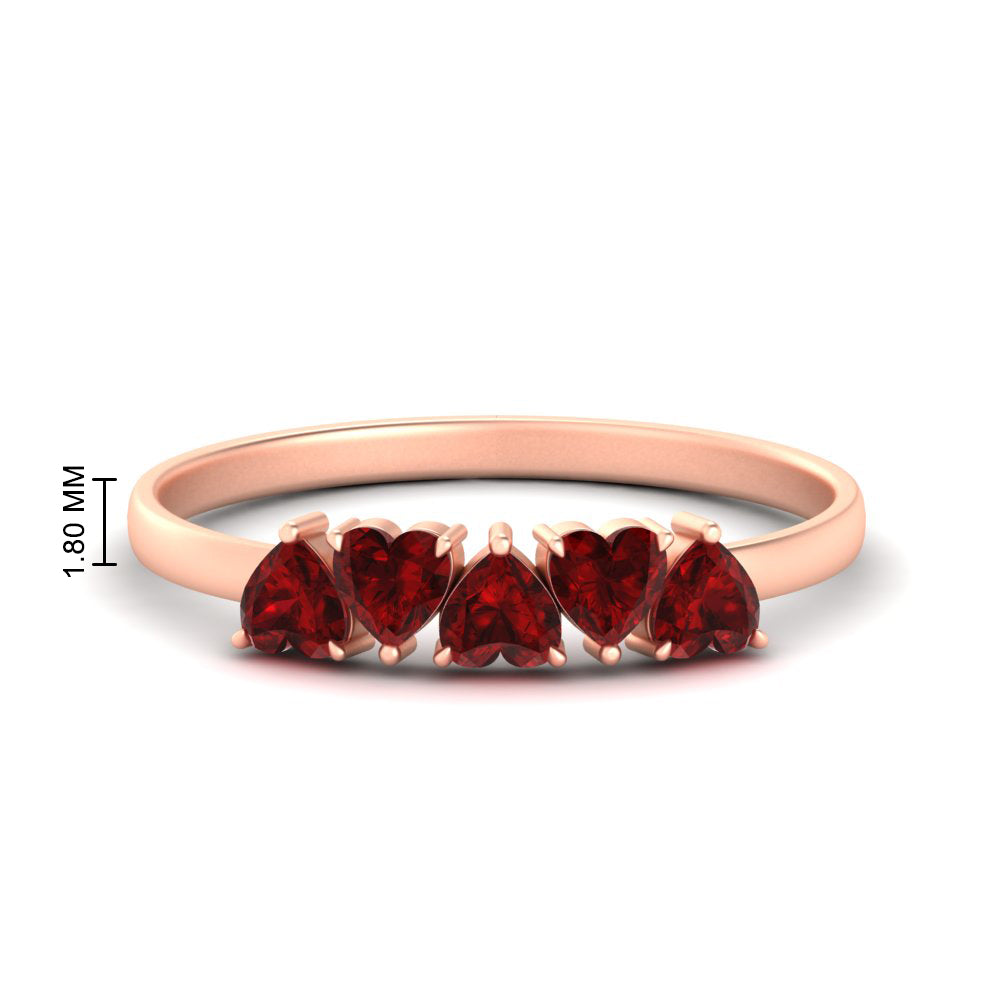0.75-carat-heart-shape-5-stone-ruby-wedding-ring-in-rose-gold-FD9600HTBGRUDR-0.75CT-NL-RG-HW