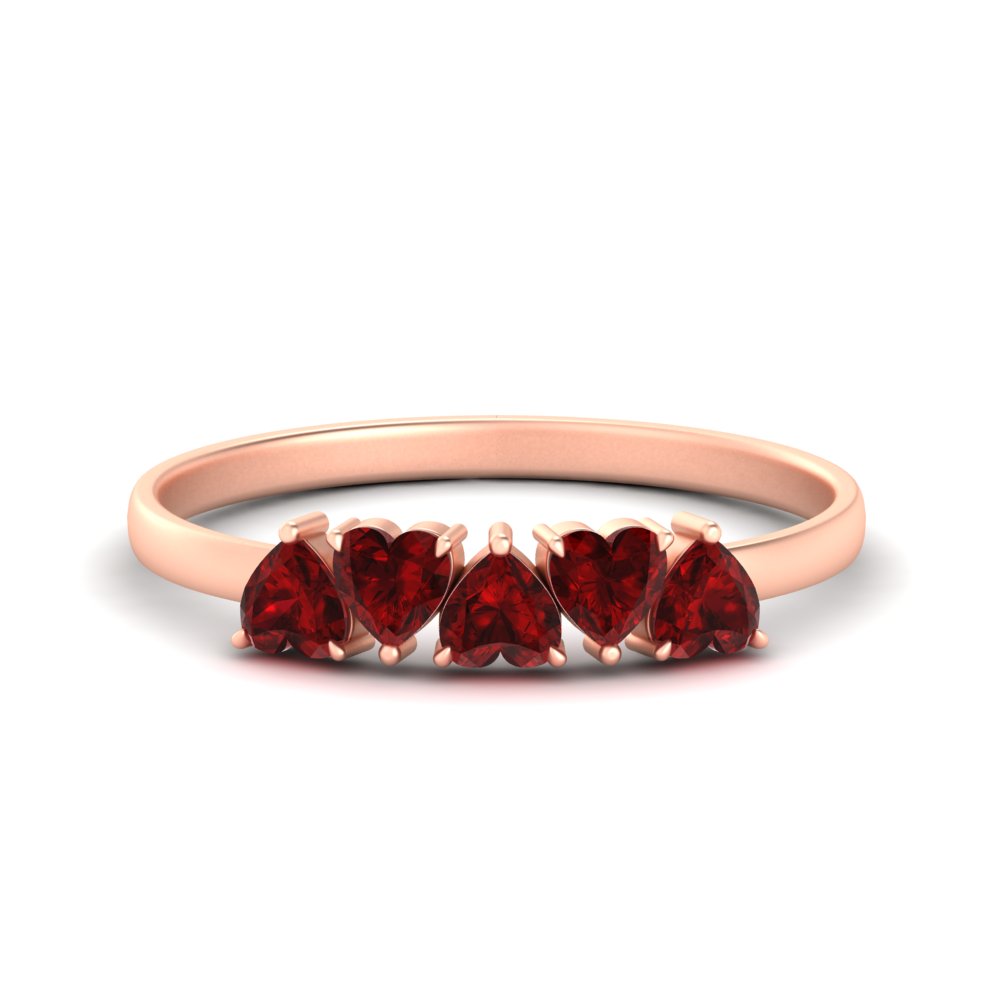 0.75-carat-heart-shape-5-stone-ruby-wedding-ring-in-rose-gold-FD9600HTBGRUDR-0.75CT-NL-RG