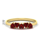 Load image into Gallery viewer, 0.75-carat-heart-shape-5-stone-ruby-wedding-ring-in-yellow-gold-FD9600HTBGRUDR-0.75CT-NL-YG-HW
