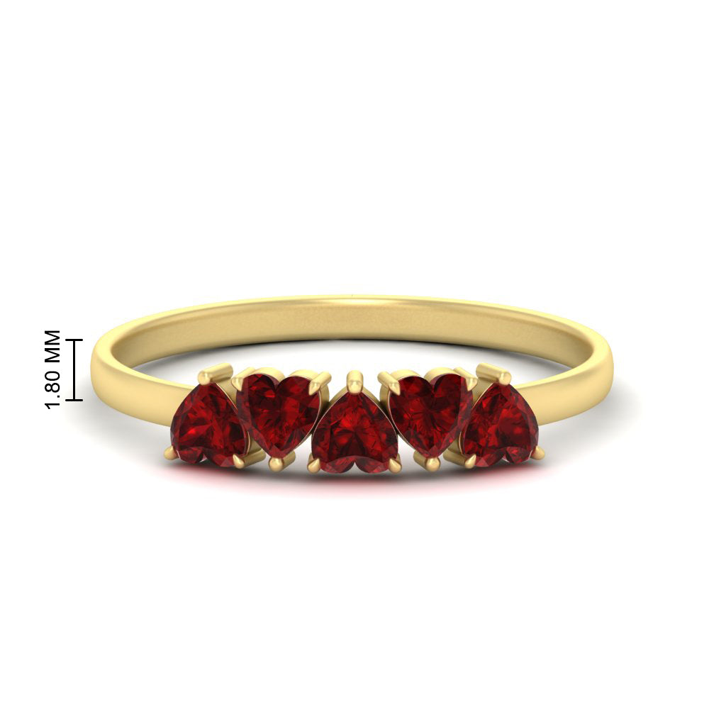 0.75-carat-heart-shape-5-stone-ruby-wedding-ring-in-yellow-gold-FD9600HTBGRUDR-0.75CT-NL-YG-HW