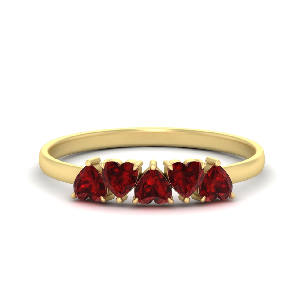 0.75-carat-heart-shape-5-stone-ruby-wedding-ring-in-yellow-gold-FD9600HTBGRUDR-0.75CT-NL-YG