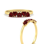 Load image into Gallery viewer, 0.75-carat-heart-shape-5-stone-ruby-wedding-ring-in-yellow-gold-FD9600HTBGRUDRANGLE3-0.75CT-NL-YG
