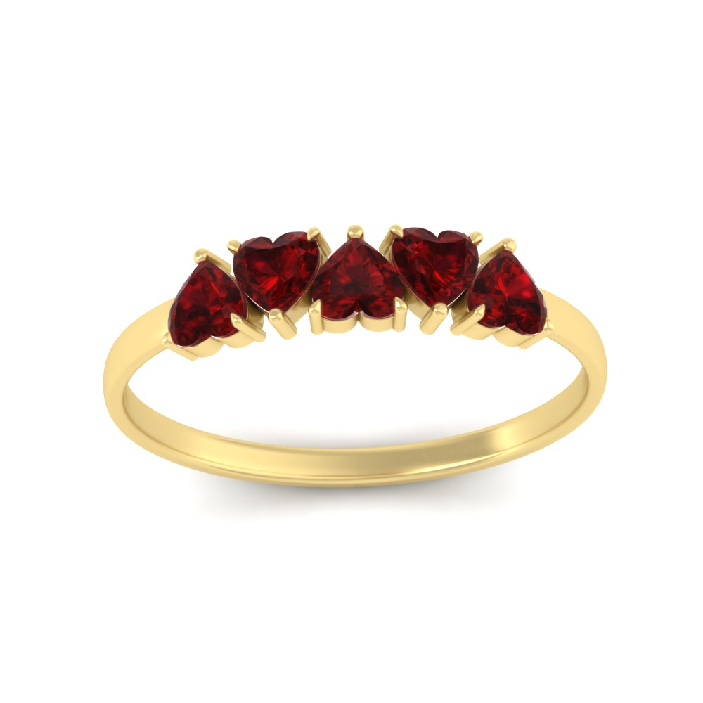0.75-carat-heart-shape-5-stone-ruby-wedding-ring-in-yellow-gold-FD9600HTBGRUDRANGLE5-0.75CT-NL-YG