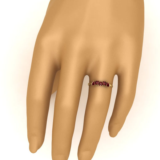 0.75-carat-heart-shape-5-stone-ruby-wedding-ring-in-yellow-gold-FD9600HTBGRUDRHAND-0.75CT-NL-YG