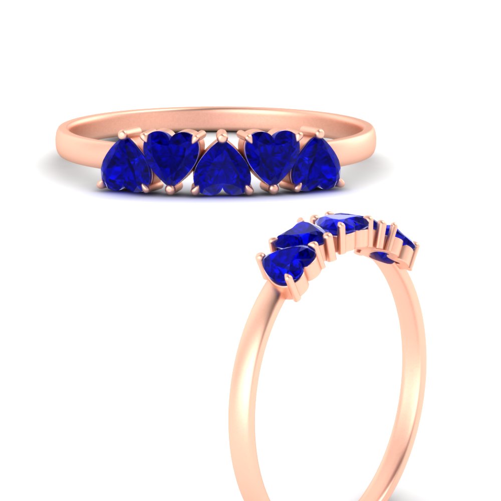 0.75-carat-heart-shape-5-stone-sapphire-wedding-ring-in-rose-gold-FD9600HTBGSABLANGLE3-0.75CT-NL-RG
