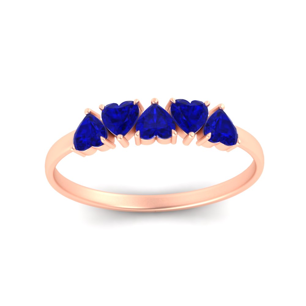 0.75-carat-heart-shape-5-stone-sapphire-wedding-ring-in-rose-gold-FD9600HTBGSABLANGLE5-0.75CT-NL-RG