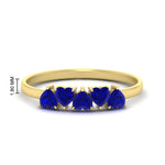 Load image into Gallery viewer, 0.75-carat-heart-shape-5-stone-sapphire-wedding-ring-in-yellow-gold-FD9600HTBGSABL-0.75CT-NL-YG-HW
