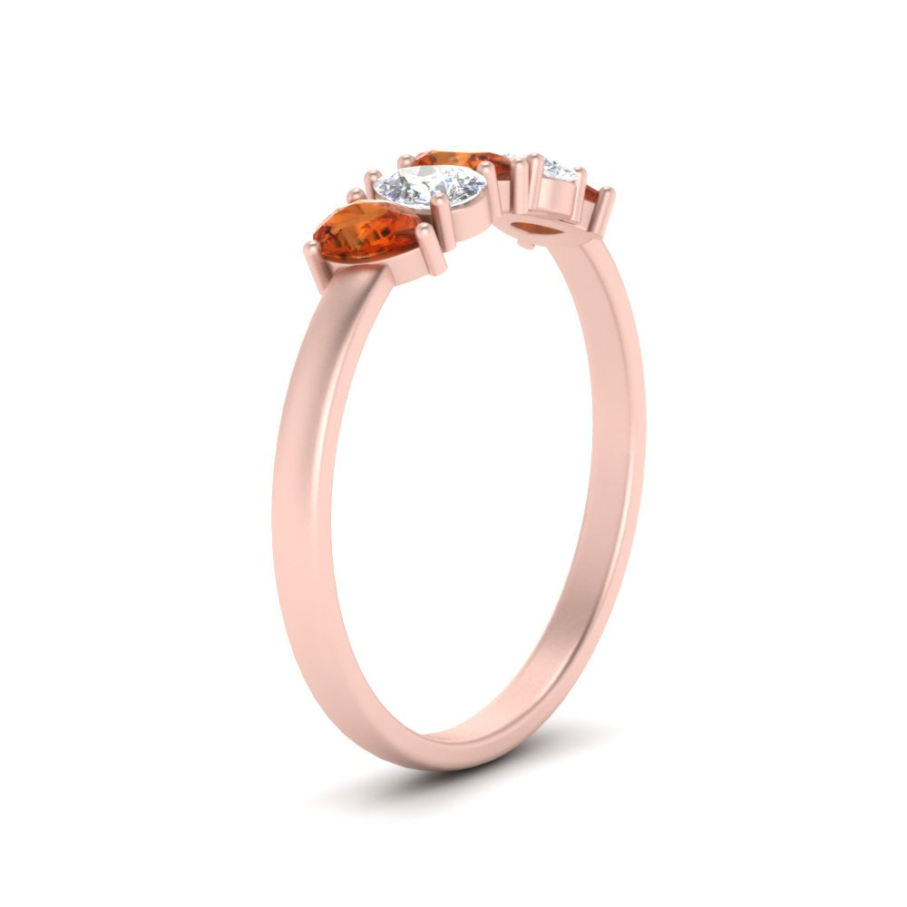 0.75-carat-orange-sapphire-five-stone-wedding-band-teardrop-rose-gold-FD8294B-0.15CTGSAORANGLE3-NL-RG