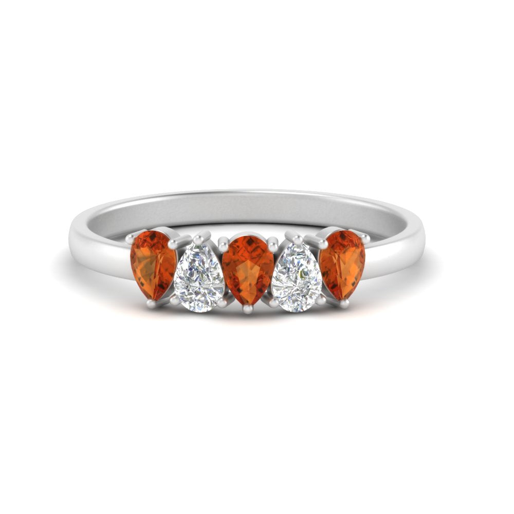 0.75-carat-orange-sapphire-five-stone-wedding-band-teardrop-white-gold-FD8294B-0.15CTGSAORANGLE3-NL-WG